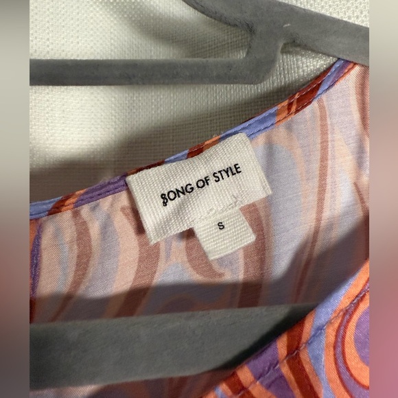 Song of Style from Revolve Coraline Mini Dress Aven Multi Orange Purple Swirl S - Picture 4 of 9